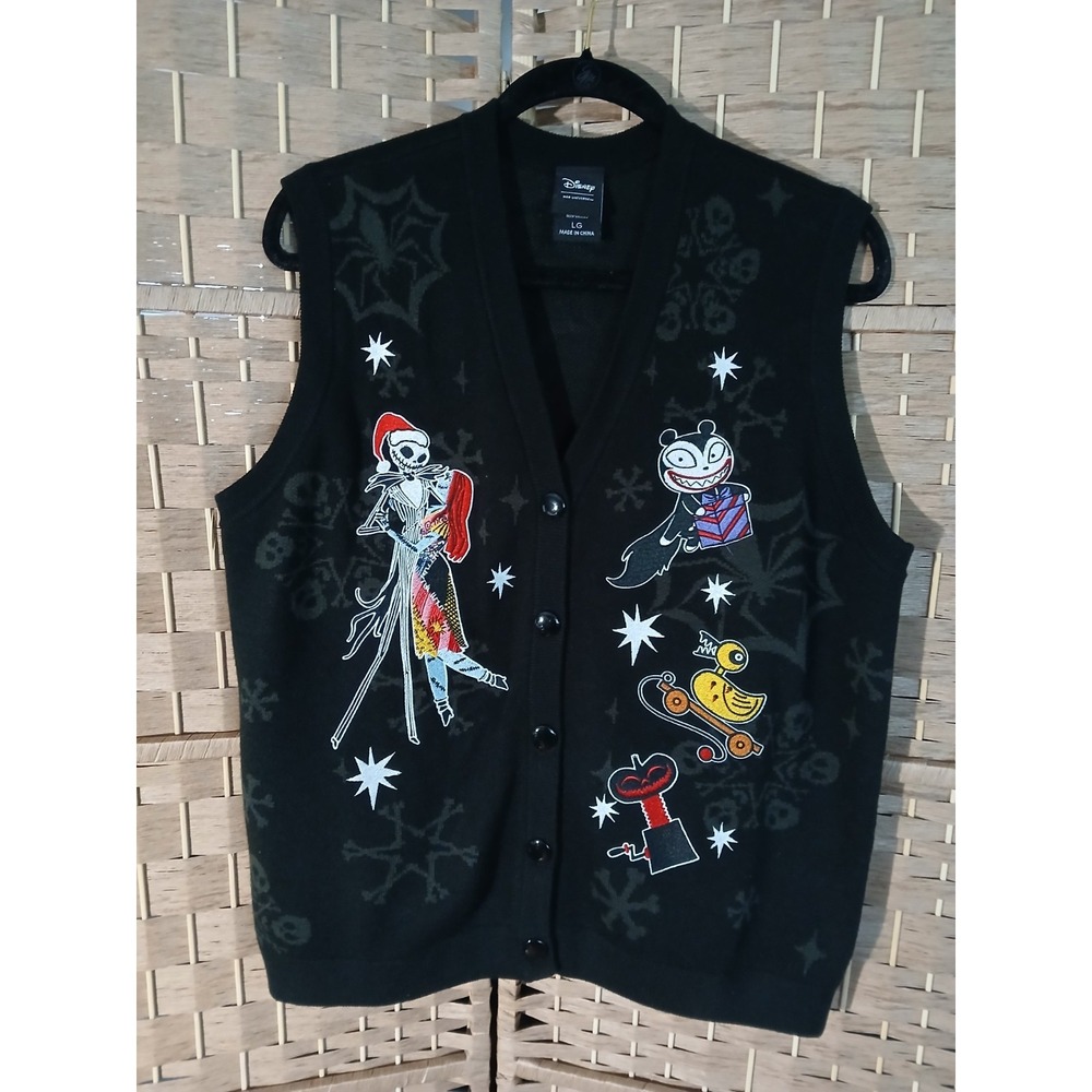Disney Her Universe Nightmare Before Christmas Embroidered Knit Vest Sz L...